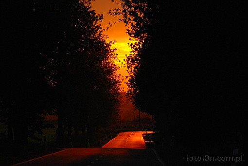 sunset; road
