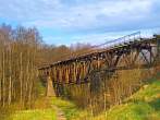 Europe; Poland;  Polanow; Red Bridge; old bridge; tracks