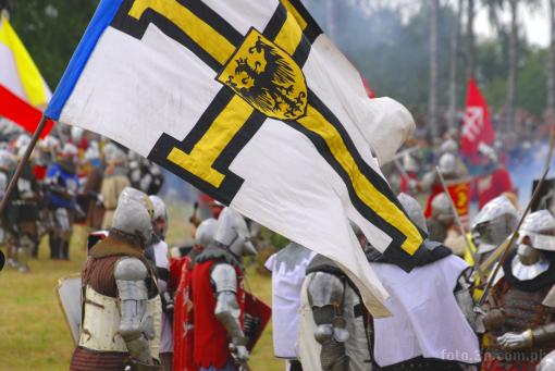 Europe; Poland;  staging of the Battle of Grunwald  in July 2008; Grunwald; knight; banner; battle