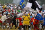 1180-0011; 3872 x 2592 pix; Europe, Poland, staging of the Battle of Grunwald  in July 2008, Grunwald, knight, banner, battle