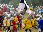 1180-0020; 3454 x 2591 pix; Europe, Poland, staging of the Battle of Grunwald  in July 2008, Grunwald, knight, banner, battle