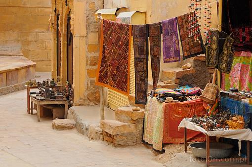 Asia; India; Jaisalmer; street; stall; textile
