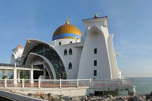 Asia; Malaysia; Malacca; Straits Mosque; Masjid Selat; dome; stained glass