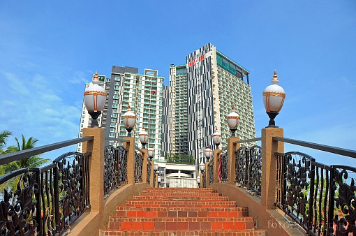 Asia; Malaysia; Malacca; city; stairway; skyscraper; bridge