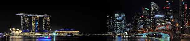 1BH1-0420; 11488 x 2535 pix; Asia, Singapore, city, bay, skyscraper, Marina Bay Sands