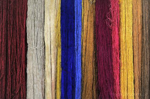 Asia; Cambodia; stall; silk; yarn