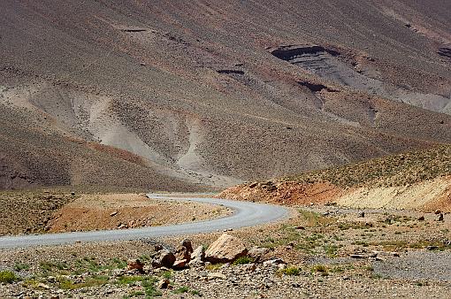 Africa; Morocco; Atlas; mountains; road; mountain road; turn