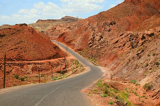 Africa; Morocco; Atlas; mountains; road; mountain road; winding road