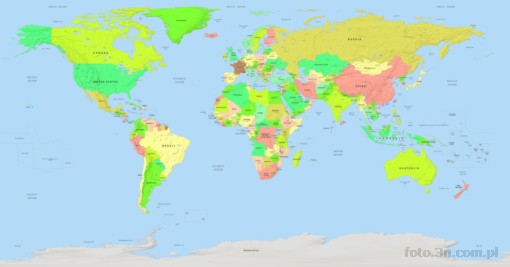 political map; terrain relief; continent; mainland; North America; South America; Europe; Asia; Africa; Australia; capitals