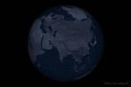 9101-1500; 4500 x 3000 pix; Asia, map, globe, continent, mainland, night, cartographic grid