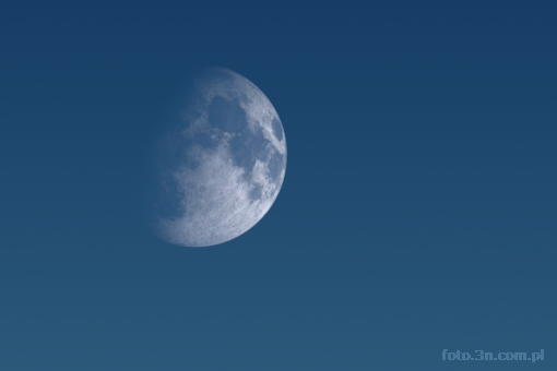 moon; waxing gibbous; blue sky