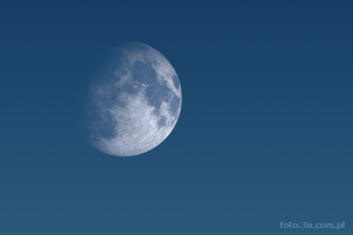 moon; waxing gibbous; blue sky