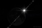 9513-0210; 6000 x 4000 pix; moon, waxing crescent, sun, flare, stars, cosmos, space