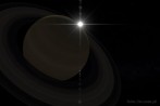 9519-0220; 5100 x 3400 pix; Saturn, rings, Sun, flash, flare, stars, planet, cosmos, space